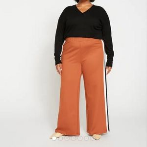Stephanie Wide Leg Stripe Ponte Pants Ginger with Black/White Stripe